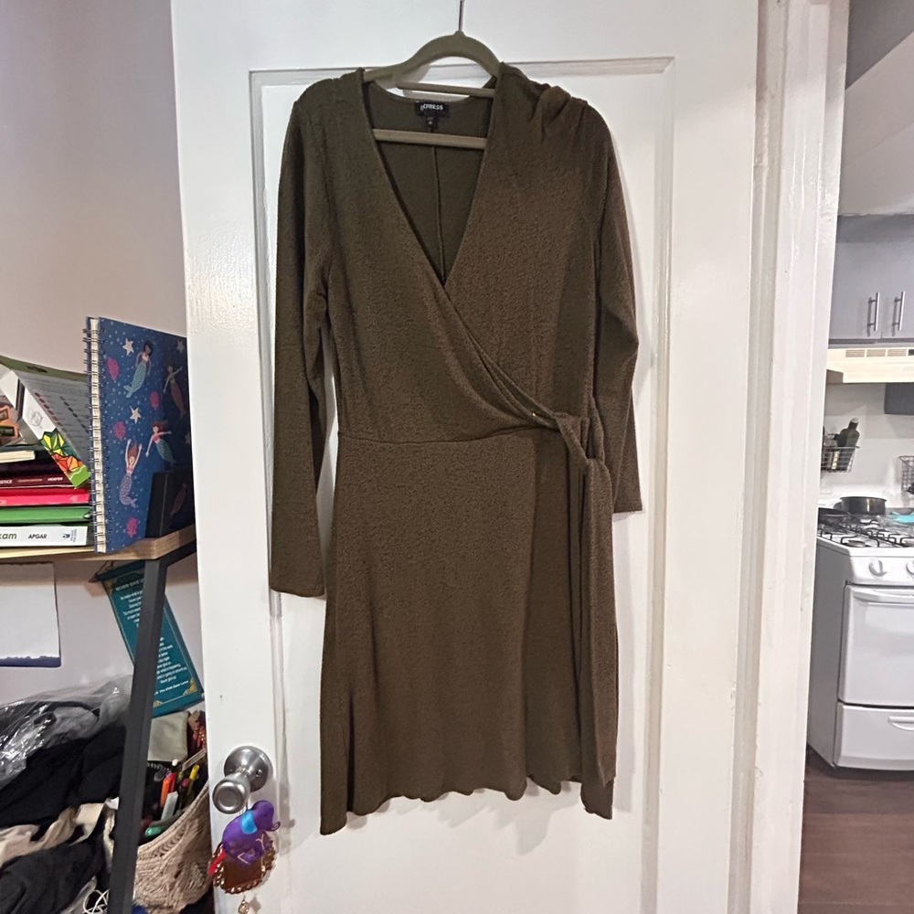 Green wrap dress from express